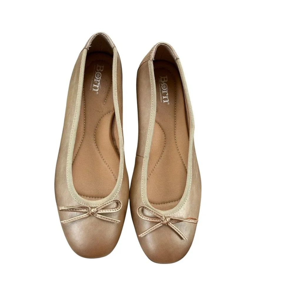 Born‎ Brin Gold Metallic Leather Ballet Flat, Size 7.5M